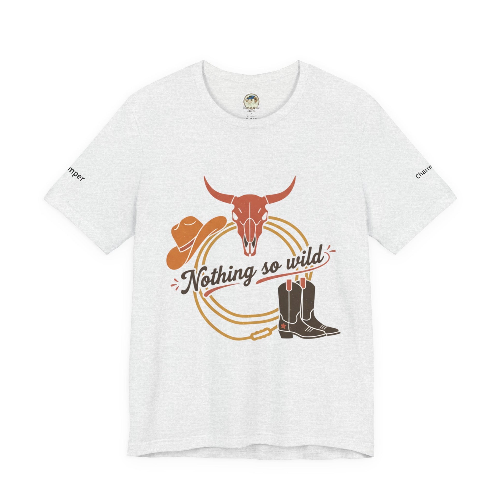 Personalized western sunset T-shirt from Nothing So Wild Rider Tee collection, featuring a vibrant sunset design on a casual tee.
