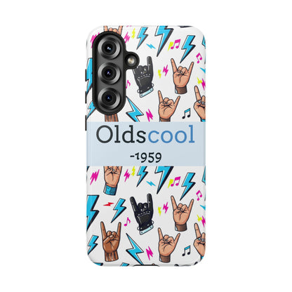 Retro Rock 'Oldscool 1959' Phone Case – Lightning & Rock Hand Pattern - Ramshackle Shack