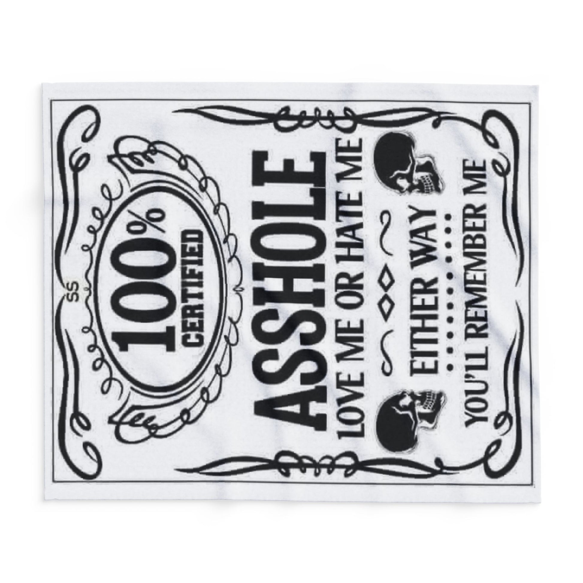 Arctic Fleece Blanket — "100% Certified Asshole" Funny Novelty Throw Blanket - Ramshackle Shack