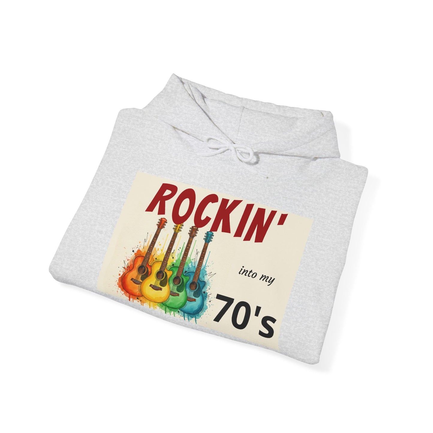 Rockin' Into My [70's] Hooded Sweatshirt — Custom Name & Age Guitar Birthday Design - Ramshackle Shack