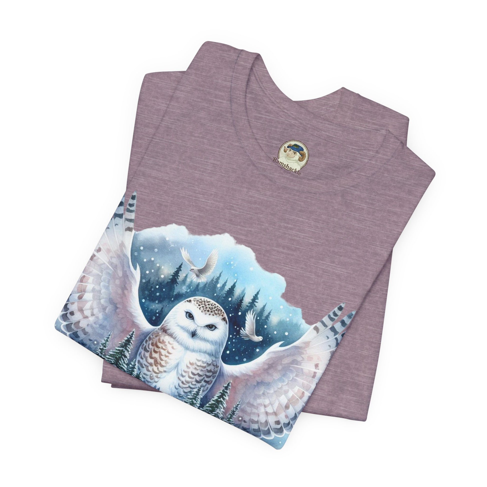 Snowy Owl Forest T-Shirt — Winter Wildlife Nature Tee - Ramshackle Shack