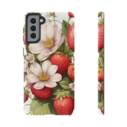 Strawberry Blossom Phone Case — Floral Protective Tough Case - Ramshackle Shack