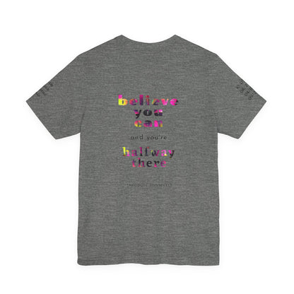 Dad 'Surviving on Caffeine and Chaos' Tee — Custom Names & Dates, 'Believe You Can' Back - Ramshackle Shack