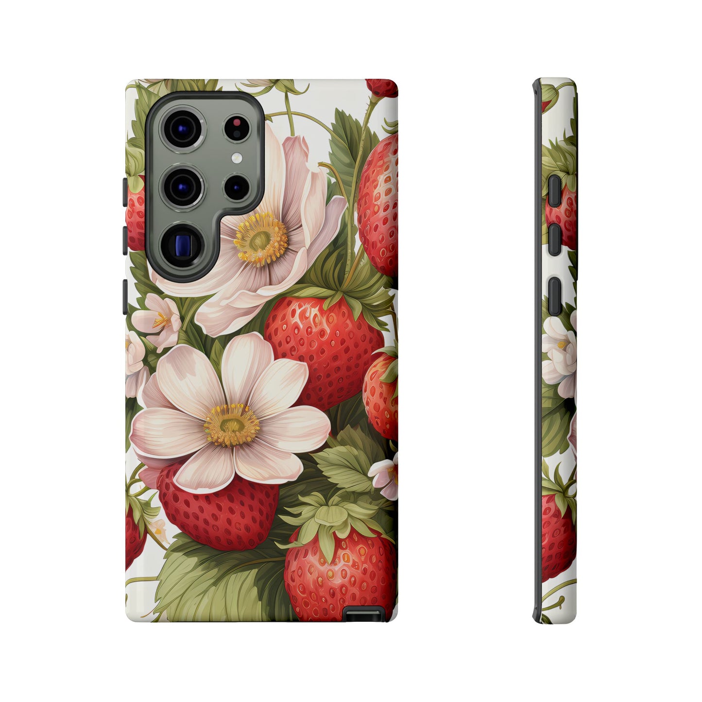Strawberry Blossom Phone Case — Floral Protective Tough Case - Ramshackle Shack