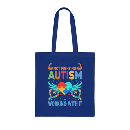 Autism Awareness Puzzle-Heart Cotton Tote — “Not Fighting Autism, Working With It” - Ramshackle Shack