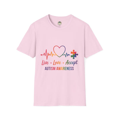 Autism Awareness T-Shirt — Live Love Accept Rainbow Puzzle Ribbon - Ramshackle Shack