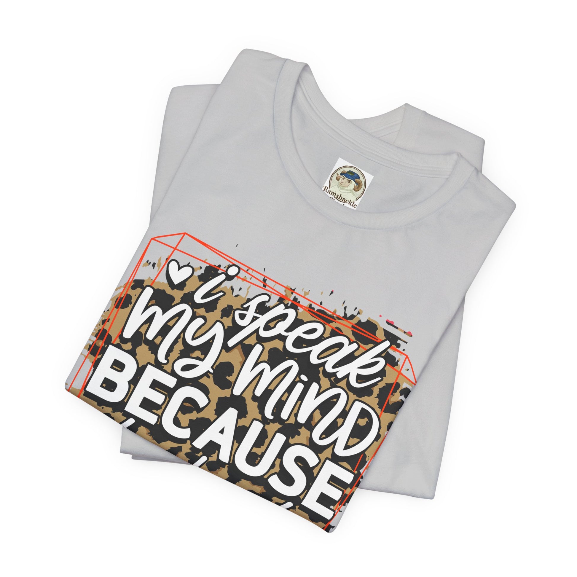 Graphic Tee — "I Speak My Mind Because It Hurts to Bite My Tongue" Leopard Print - Ramshackle Shack