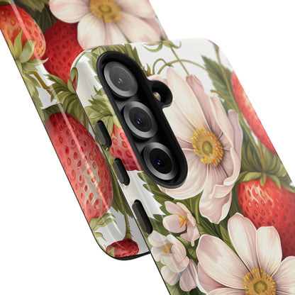Strawberry Blossom Phone Case — Floral Protective Tough Case - Ramshackle Shack