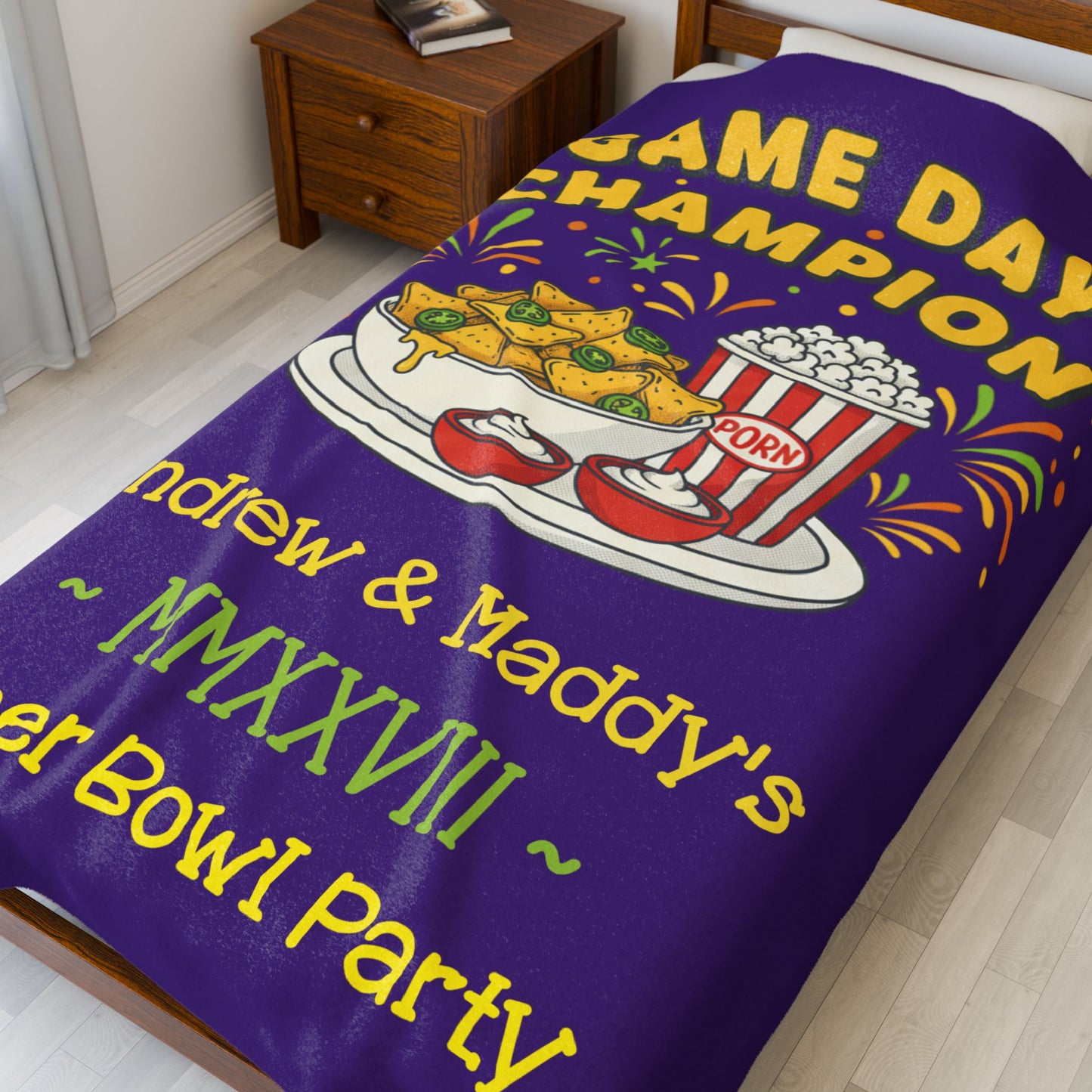 Game Day Champion Blanket | Super Bowl Party, Game Day Humor - Ramshackle Shack