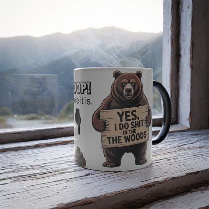 Funny Coffee Mug — Bear "Yes, I Do Sh*t In The Woods" Heat Changing Mug, 11oz Magic Reveal Novelty Coffee Cup for Camping & Office Gag Gift - Ramshackle Shack