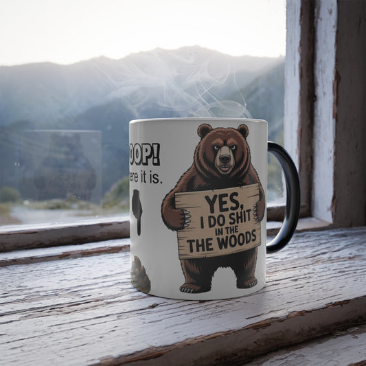 Funny Coffee Mug — Bear "Yes, I Do Sh*t In The Woods" Heat Changing Mug, 11oz Magic Reveal Novelty Coffee Cup for Camping & Office Gag Gift - Ramshackle Shack