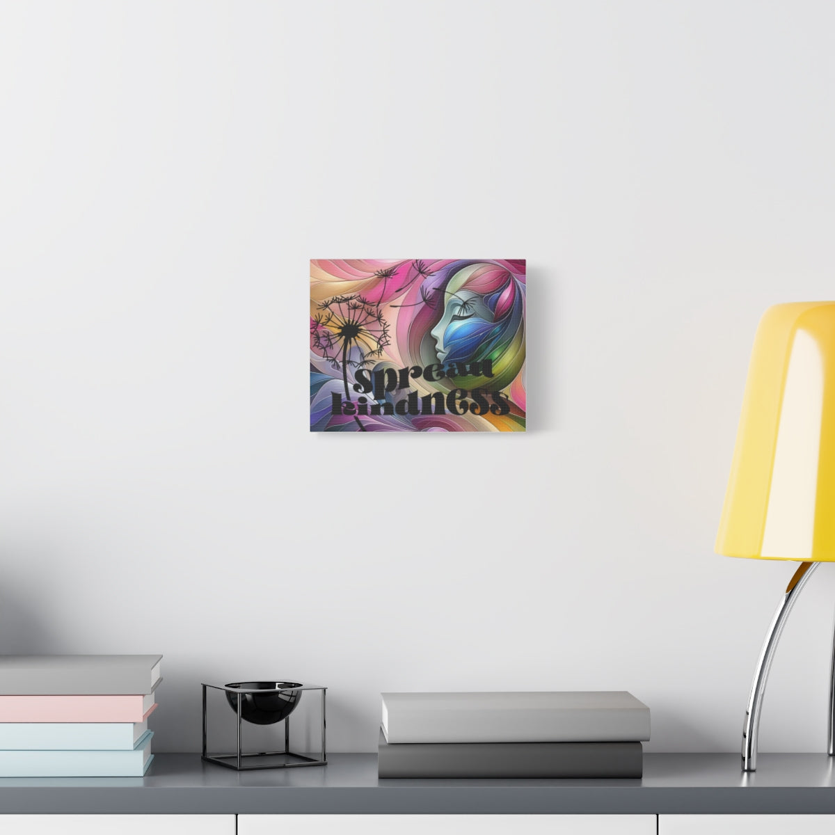 Spread Kindness Canvas Wall Art – Colorful Dandelion & Woman Portrait - Ramshackle Shack