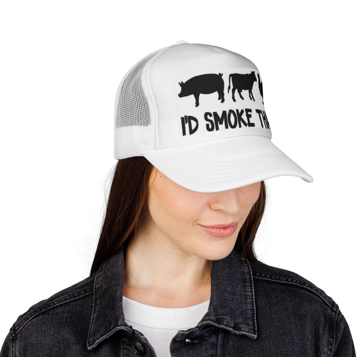 Farm Animal Silhouette Trucker Cap — "I'd Smoke That" Design - Ramshackle Shack