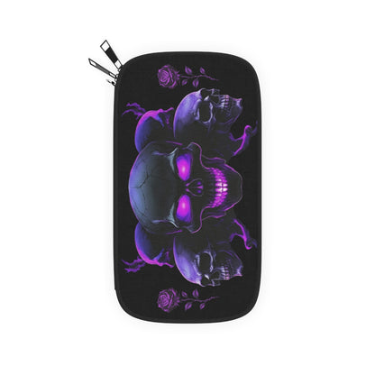 Neon Purple Skull Trio with Roses Passport Wallet - Ramshackle Shack