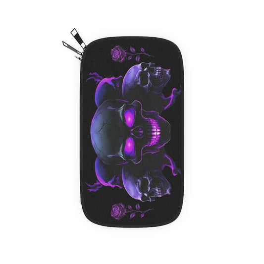 Neon Purple Skull Trio with Roses Passport Wallet - Ramshackle Shack