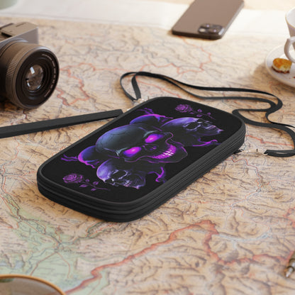 Neon Purple Skull Trio with Roses Passport Wallet - Ramshackle Shack