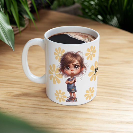 Pouting Girl Floral Ceramic Mug — 11oz & 15oz - Ramshackle Shack