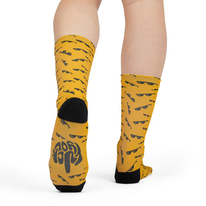 Sublimation Crew Socks — Scattered Shades Pattern with 'fuck you' Dot - Ramshackle Shack