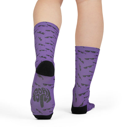 Sublimation Crew Socks — Scattered Shades Pattern with 'fuck you' Dot - Ramshackle Shack