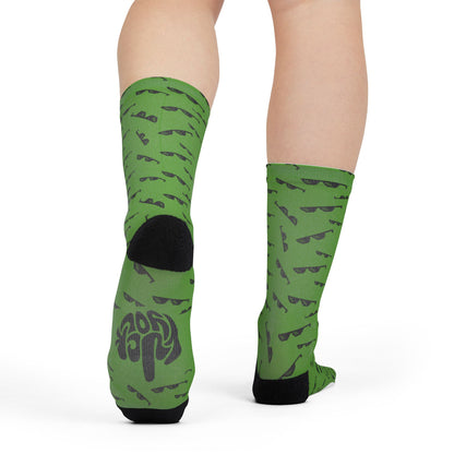 Sublimation Crew Socks — Scattered Shades Pattern with 'fuck you' Dot - Ramshackle Shack