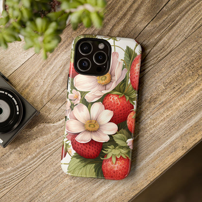 Strawberry Blossom Phone Case — Floral Protective Tough Case - Ramshackle Shack