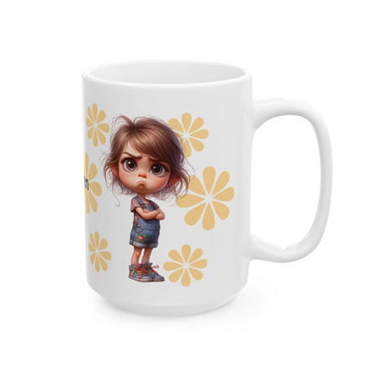 Pouting Girl Floral Ceramic Mug — 11oz & 15oz - Ramshackle Shack