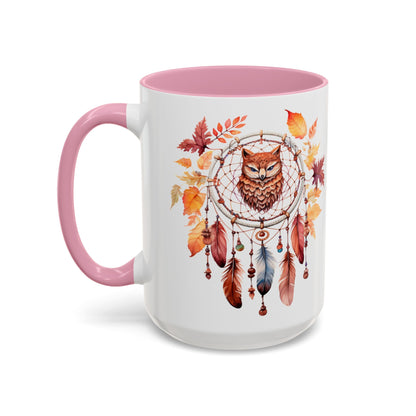 Autumn Owl Dreamcatcher Mug — Fall Leaves Coffee Cup (11oz & 15oz) - Ramshackle Shack