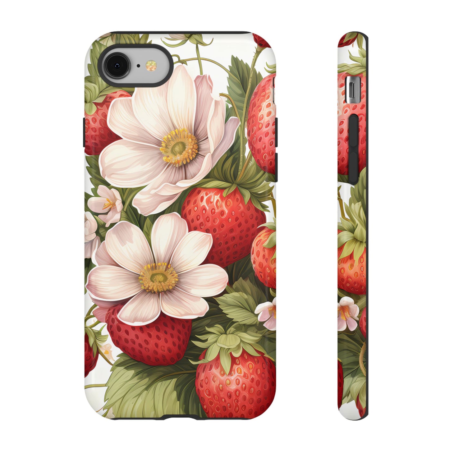 Strawberry Blossom Phone Case — Floral Protective Tough Case - Ramshackle Shack
