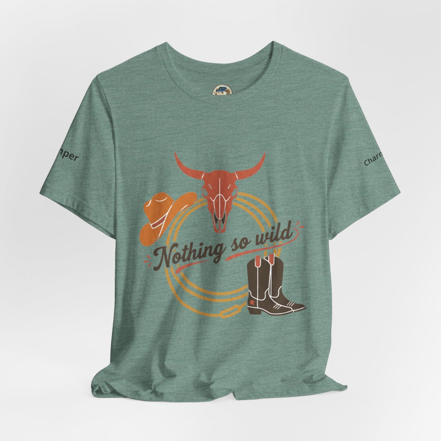 Personalized western sunset T-shirt featuring rugged design and vibrant colors, made by Printify for a casual Western style.
