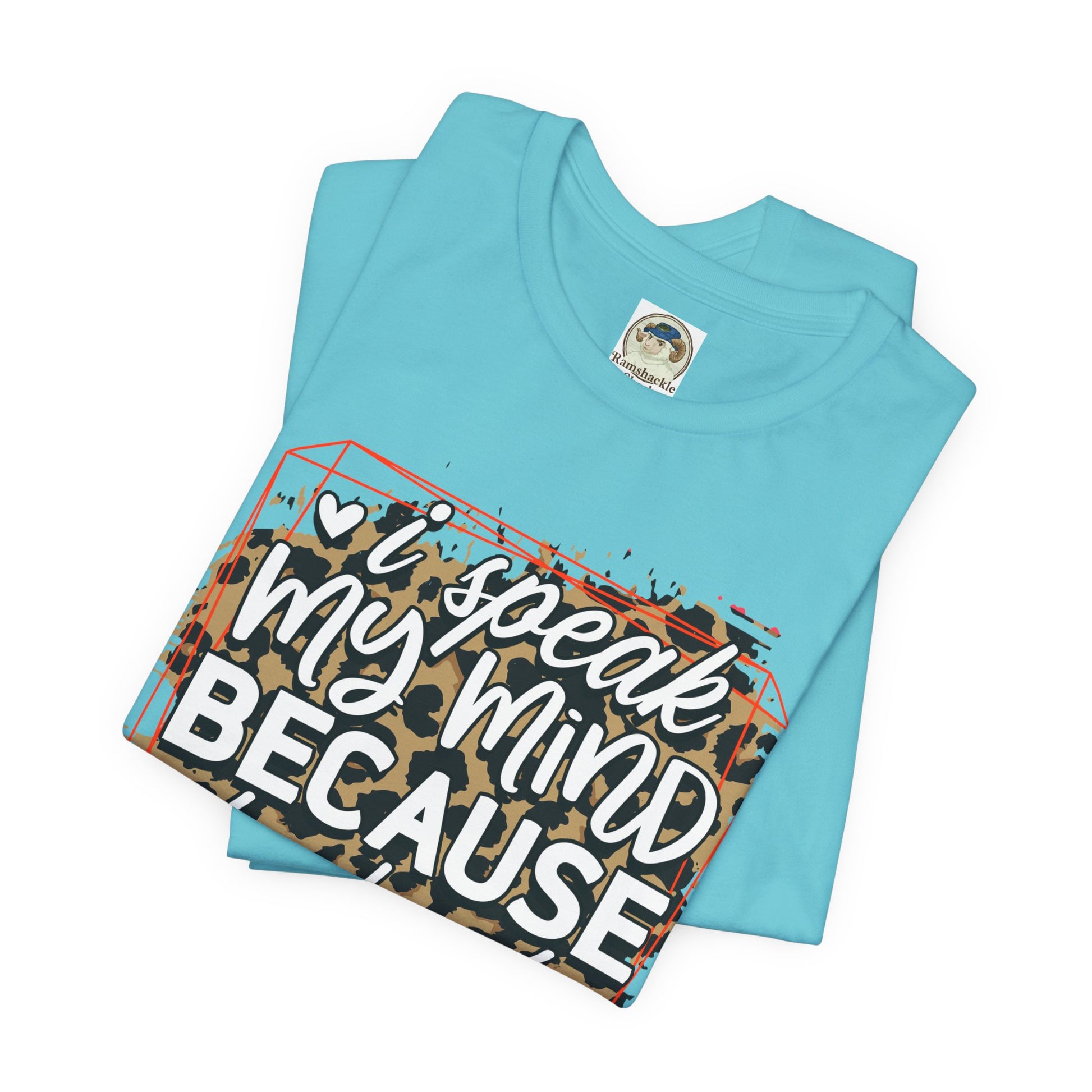 Graphic Tee — "I Speak My Mind Because It Hurts to Bite My Tongue" Leopard Print - Ramshackle Shack