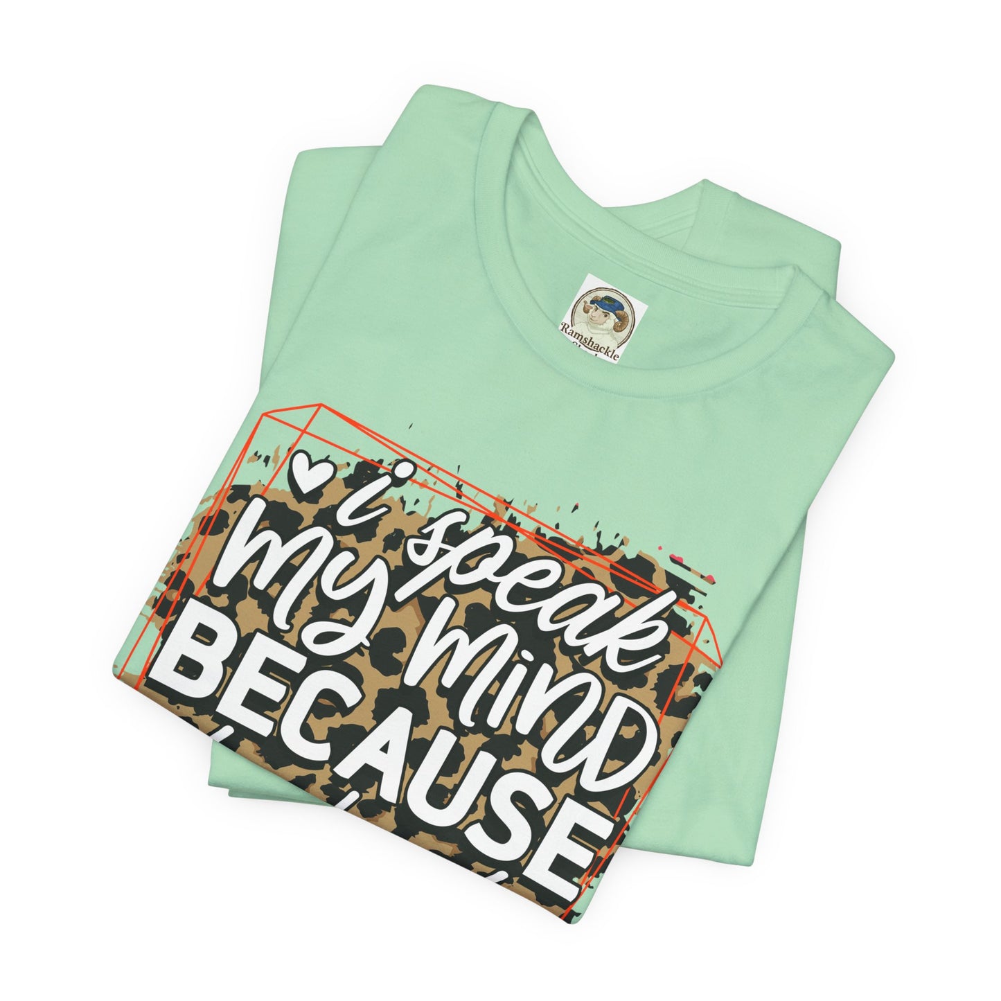 Graphic Tee — "I Speak My Mind Because It Hurts to Bite My Tongue" Leopard Print - Ramshackle Shack