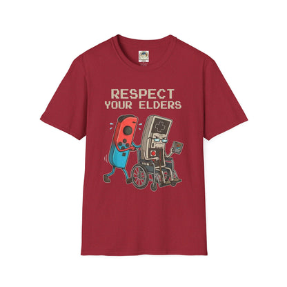 Retro Game Controllers TShirt Respect Your Elders Vintage Console Graphic Tee - Ramshackle Shack
