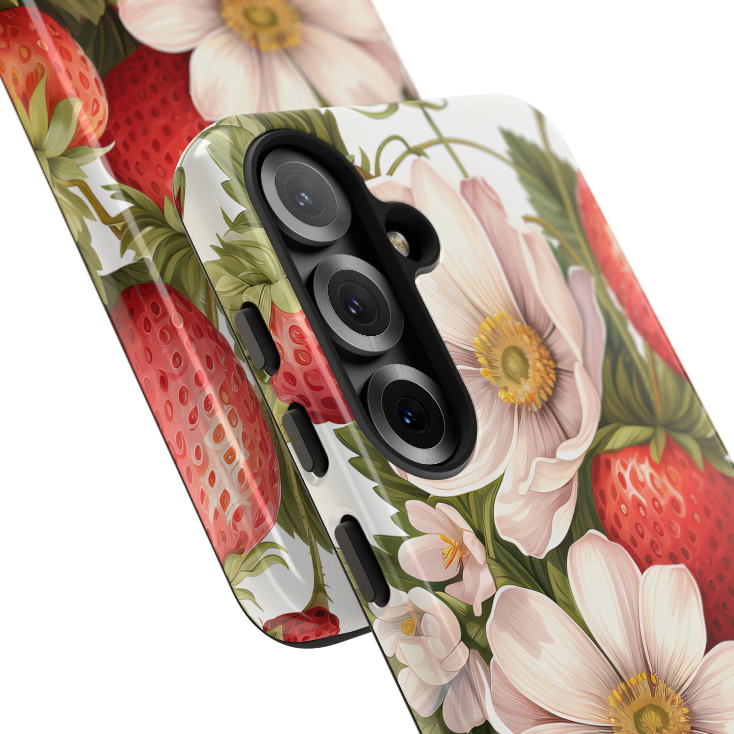 Strawberry Blossom Phone Case — Floral Protective Tough Case - Ramshackle Shack