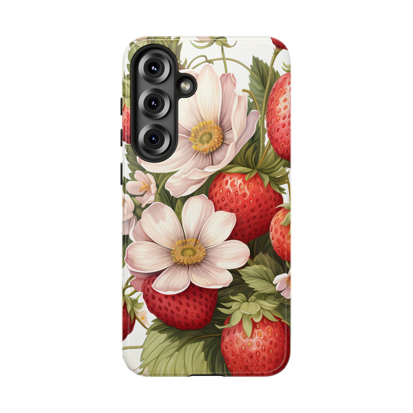 Strawberry Blossom Phone Case — Floral Protective Tough Case - Ramshackle Shack