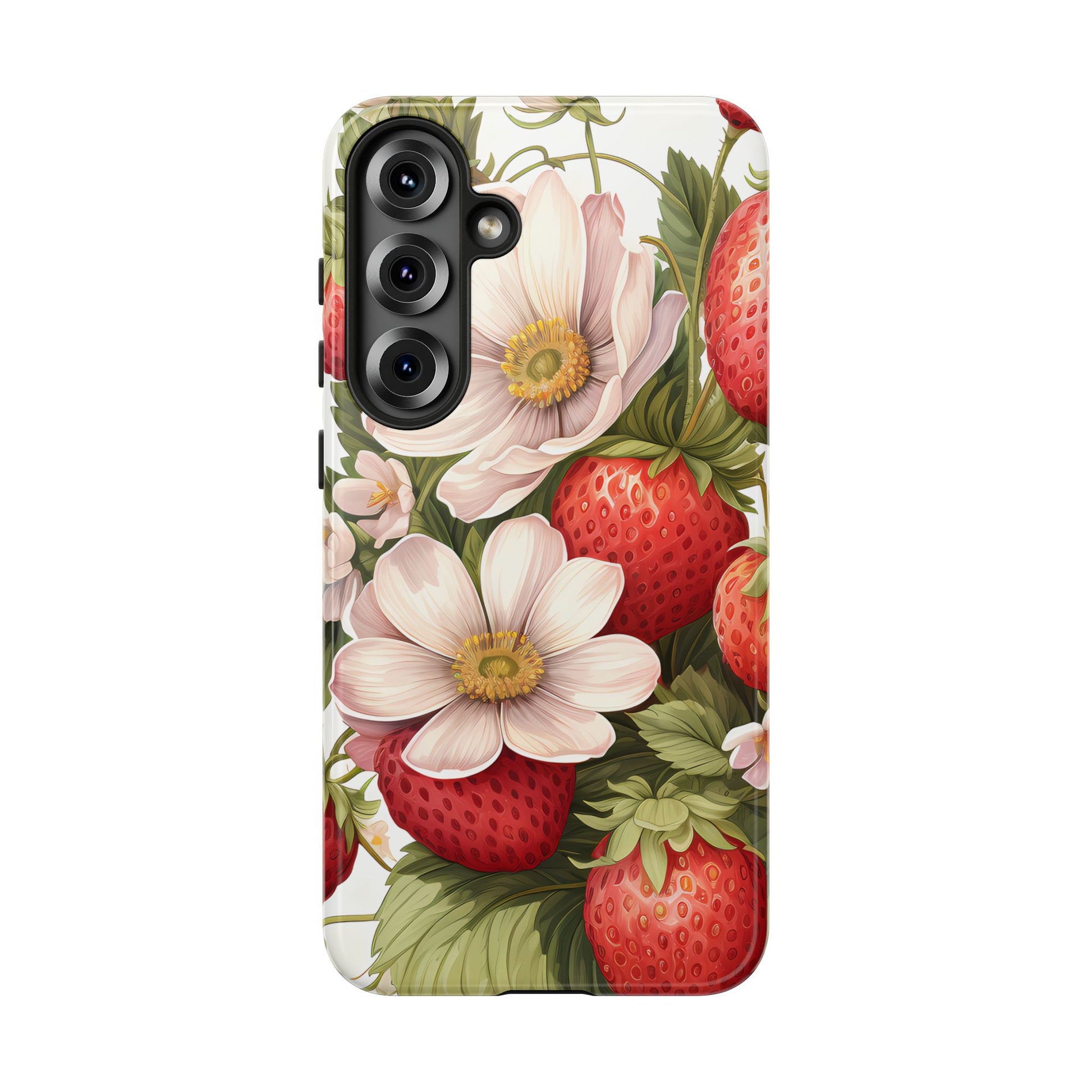 Strawberry Blossom Phone Case — Floral Protective Tough Case - Ramshackle Shack