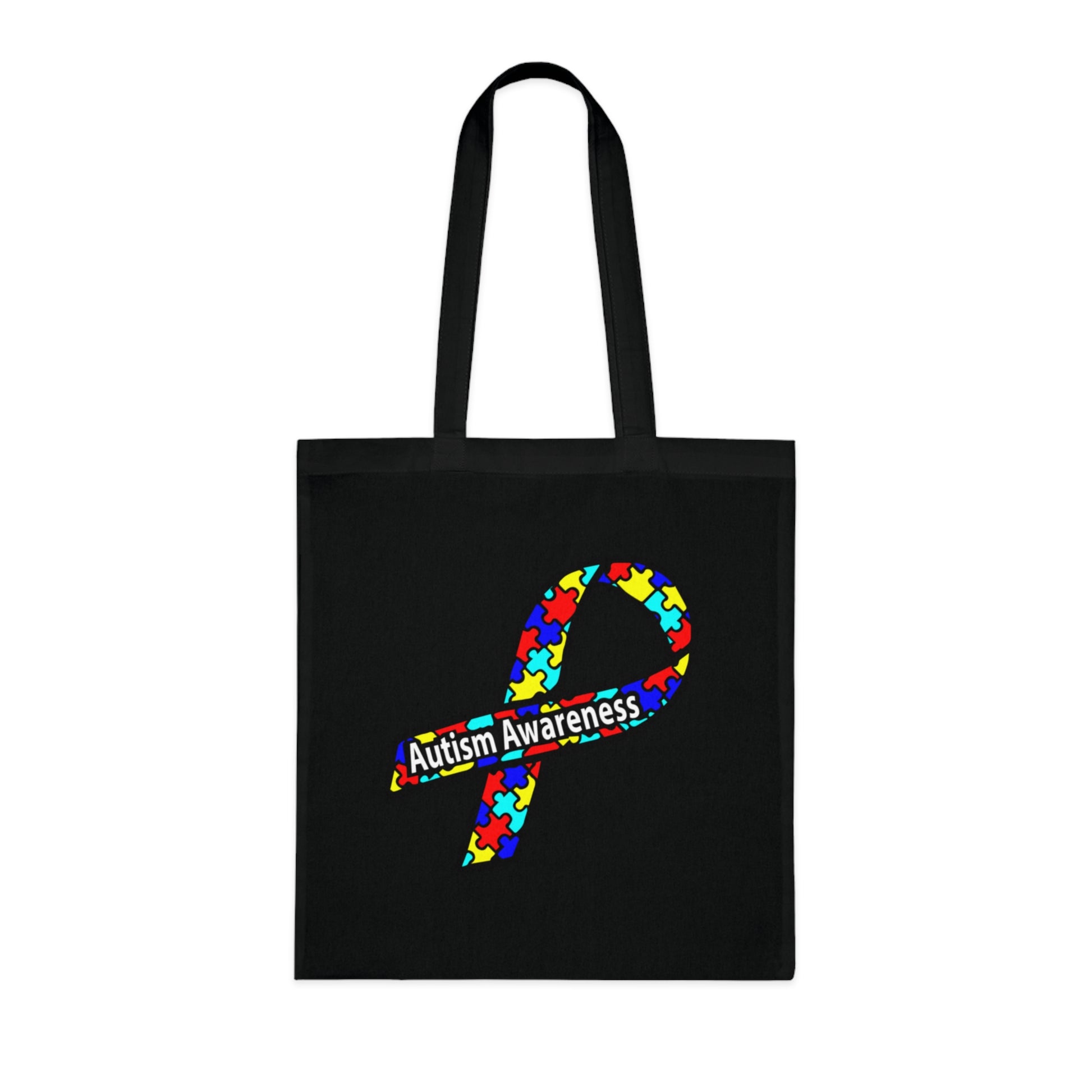 Autism Awareness Cotton Tote — "Embrace Our Difference" Puzzle Ribbon Design - Ramshackle Shack