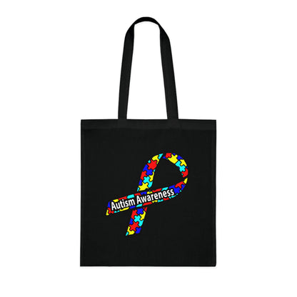 Autism Awareness Cotton Tote — "Embrace Our Difference" Puzzle Ribbon Design - Ramshackle Shack