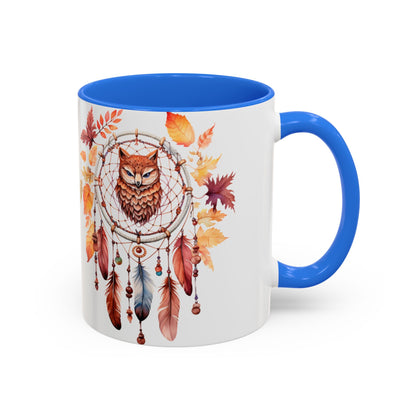 Autumn Owl Dreamcatcher Mug — Fall Leaves Coffee Cup (11oz & 15oz) - Ramshackle Shack