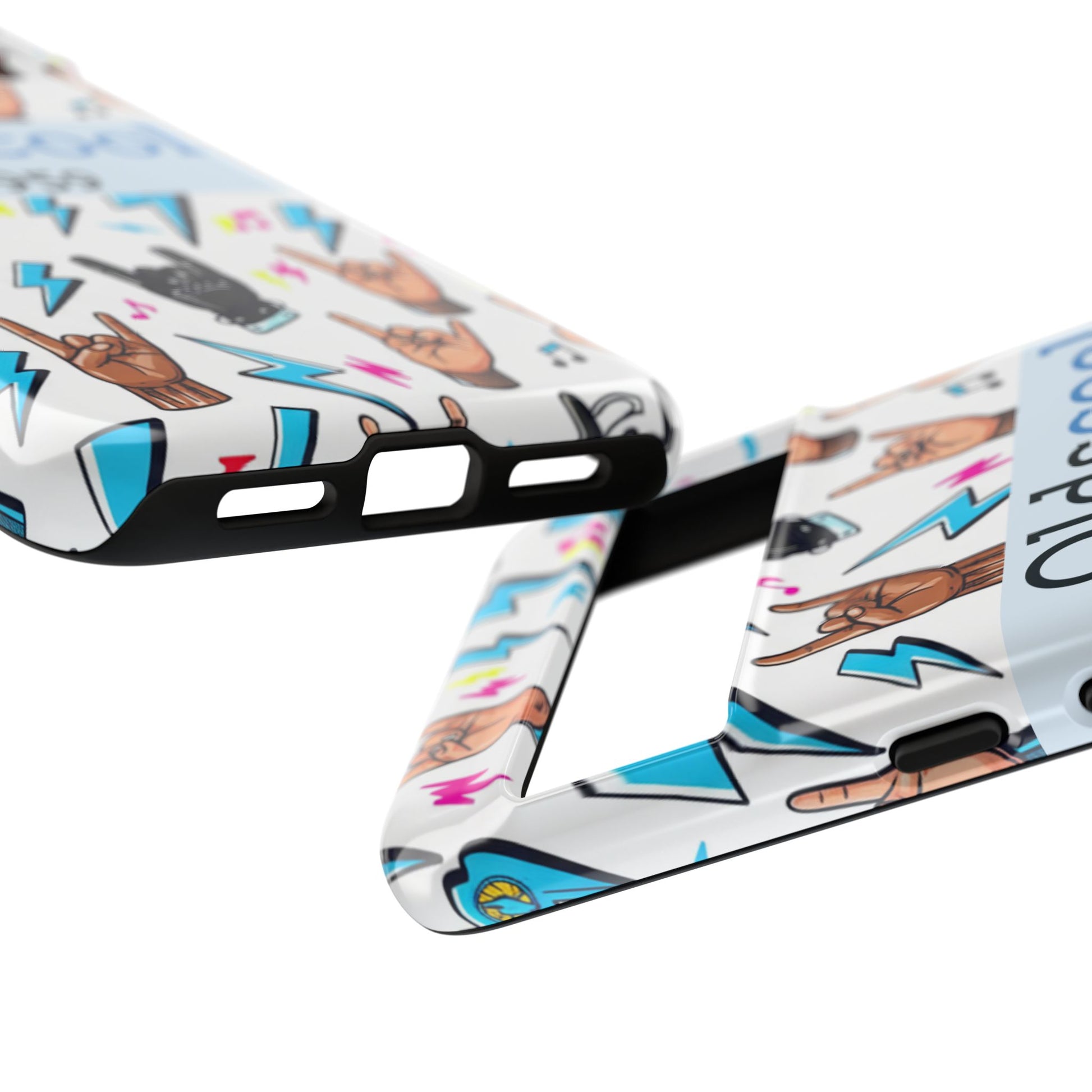 Retro Rock 'Oldscool 1959' Phone Case – Lightning & Rock Hand Pattern - Ramshackle Shack