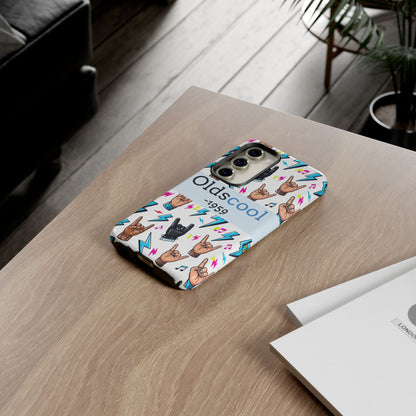 Retro Rock 'Oldscool 1959' Phone Case – Lightning & Rock Hand Pattern - Ramshackle Shack