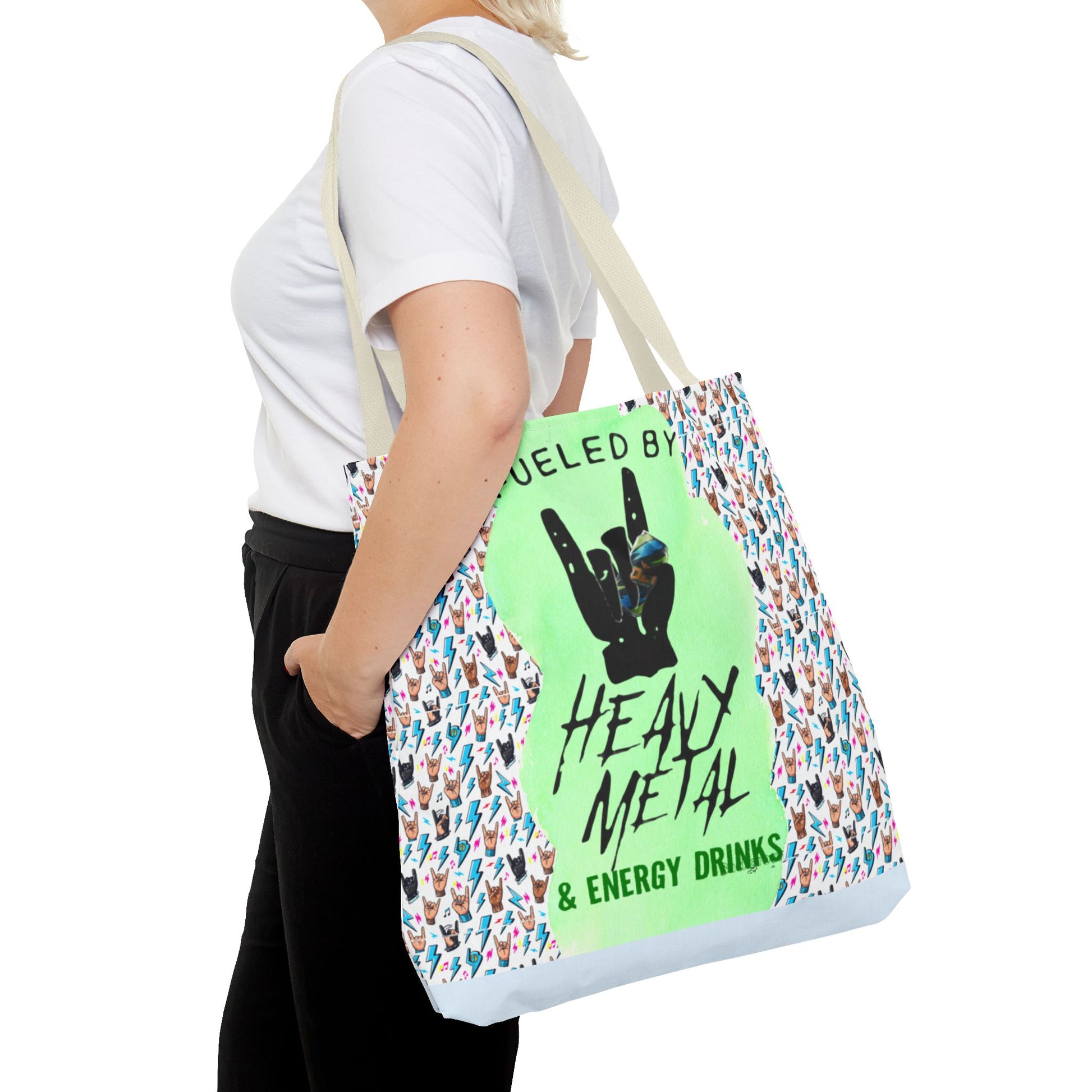 Heavy Metal & Energy Drinks Tote Bag — Neon Rock Energy Design - Ramshackle Shack