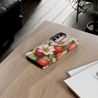 Strawberry Blossom Phone Case — Floral Protective Tough Case - Ramshackle Shack
