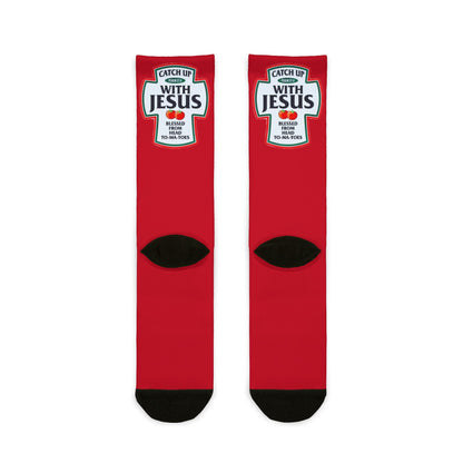 Catch Up with Jesus Ketchup Bottle Crew Socks - Ramshackle Shack