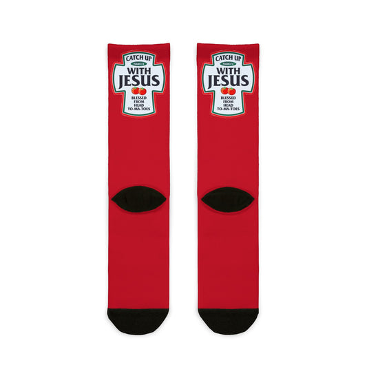Catch Up with Jesus Ketchup Bottle Crew Socks - Ramshackle Shack