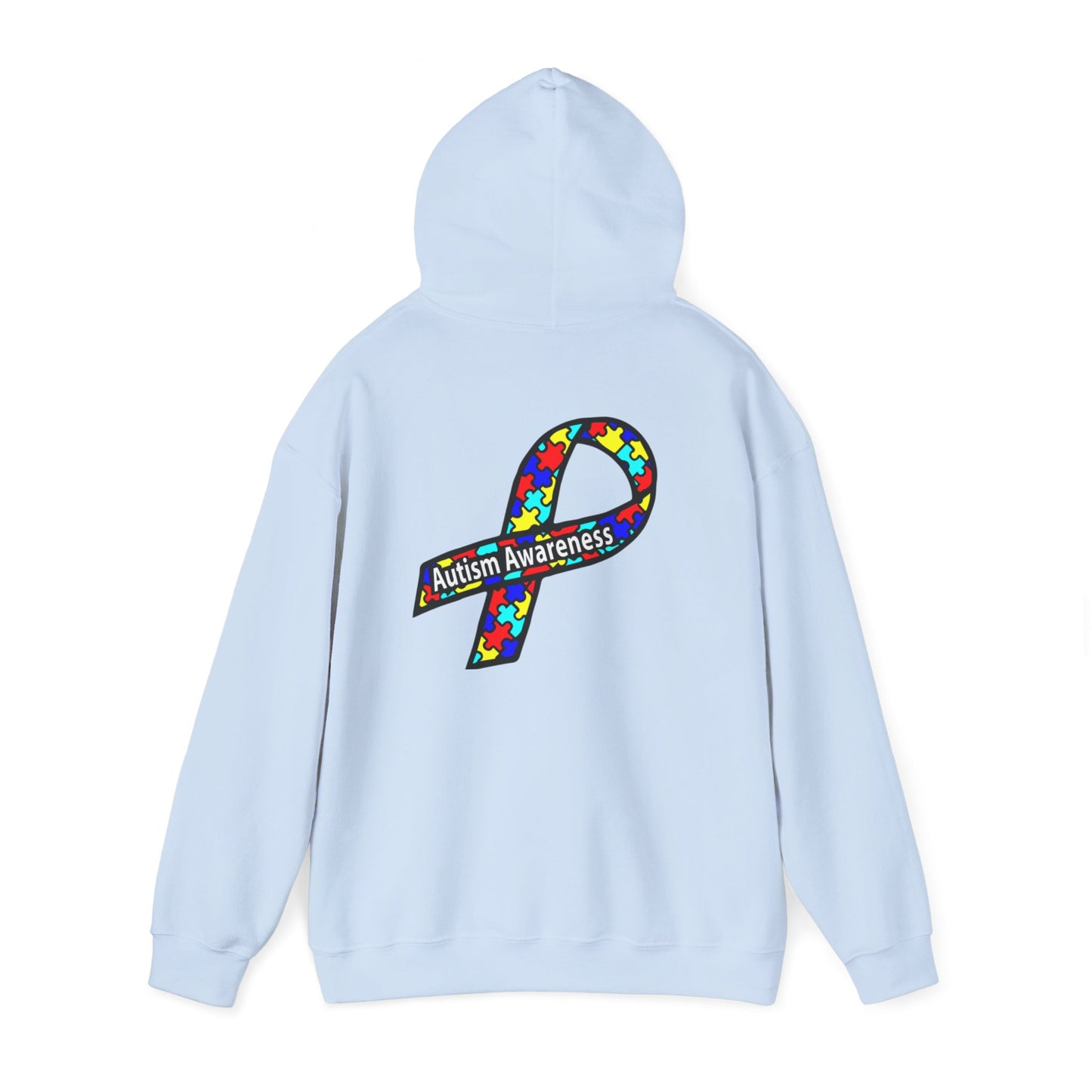 Autism Awareness Hoodie — "Live, Love, Accept" Heartbeat Puzzle-Rainbow - Ramshackle Shack
