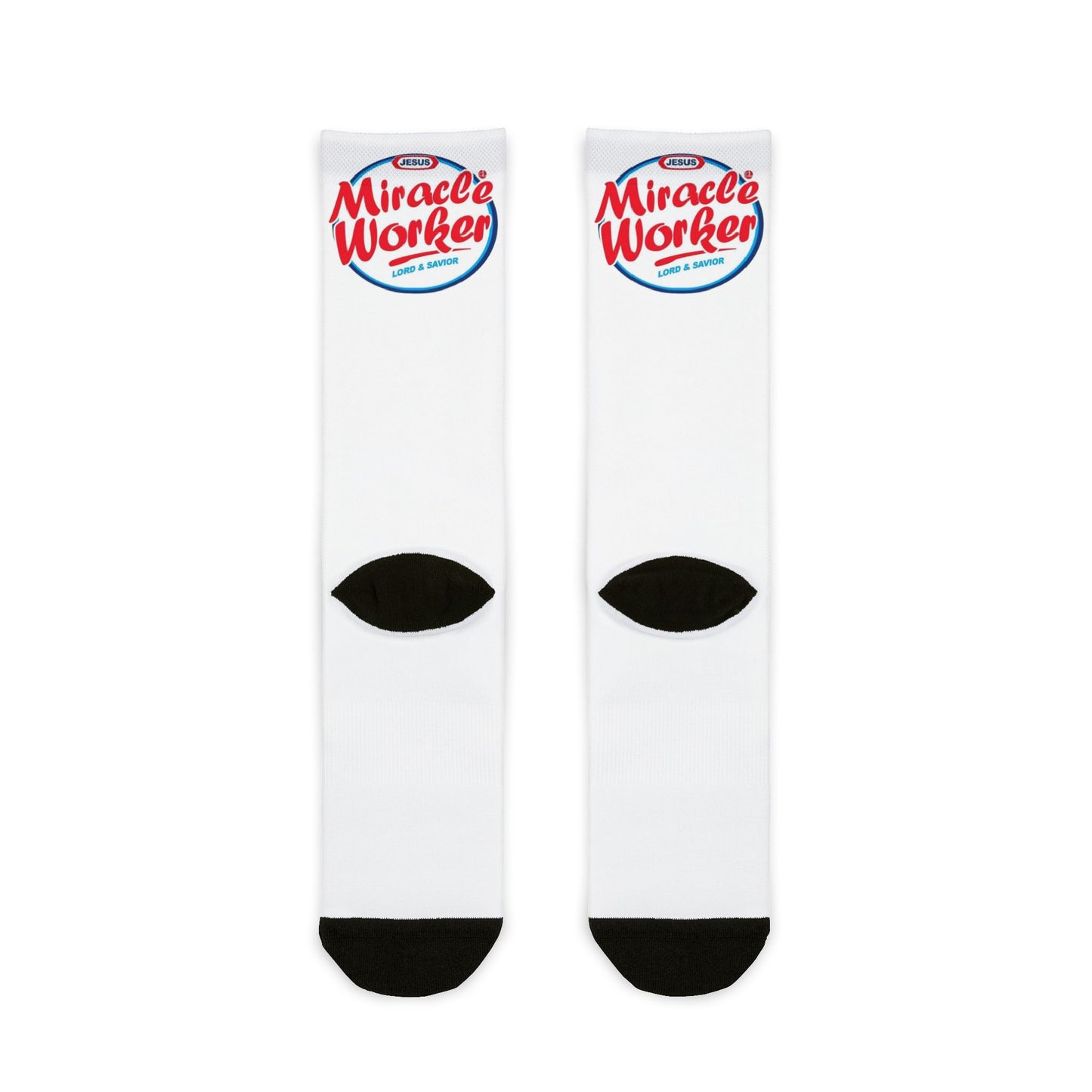 Jesus Miracle Worker Crew Socks — 'Lord & Savior' Sublimation Socks - Ramshackle Shack