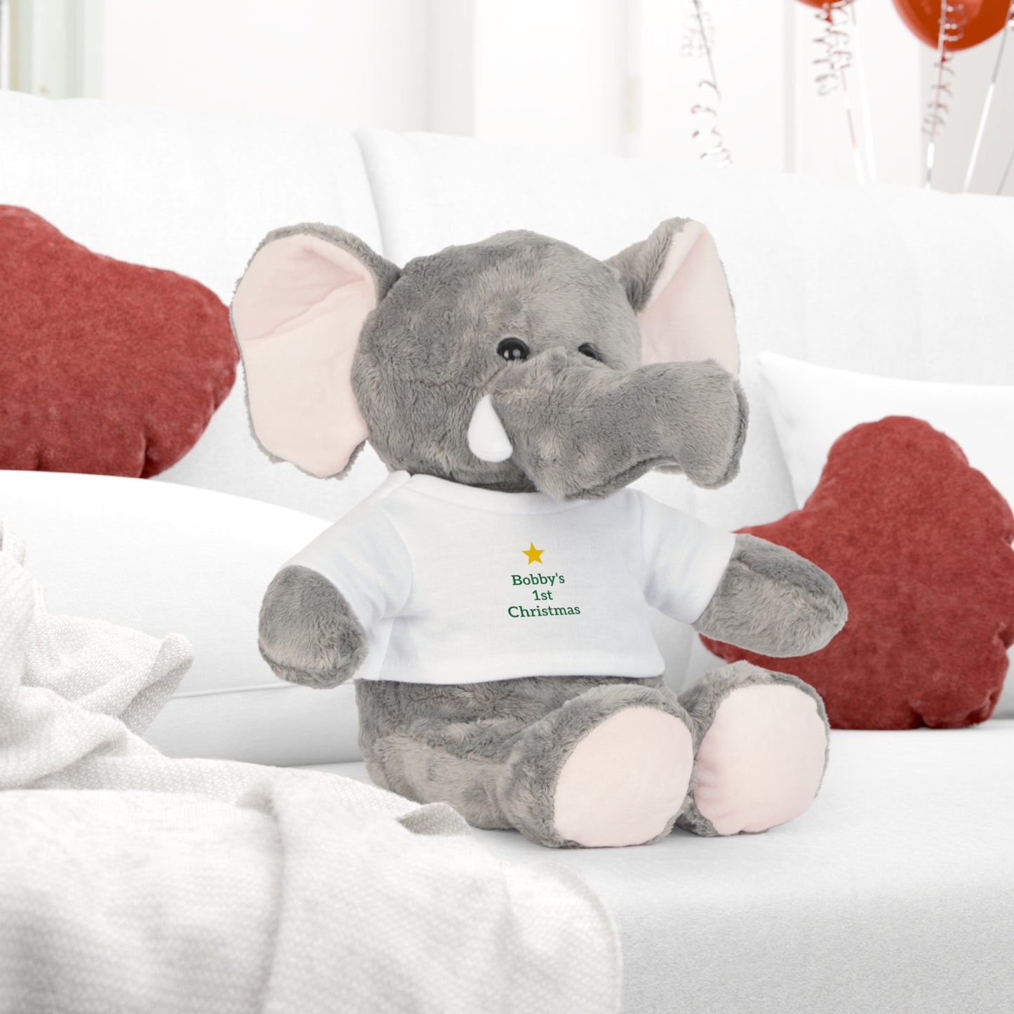 Personalized Teddy Bear with T-Shirt — Baby’s First Christmas Gift - Ramshackle Shack