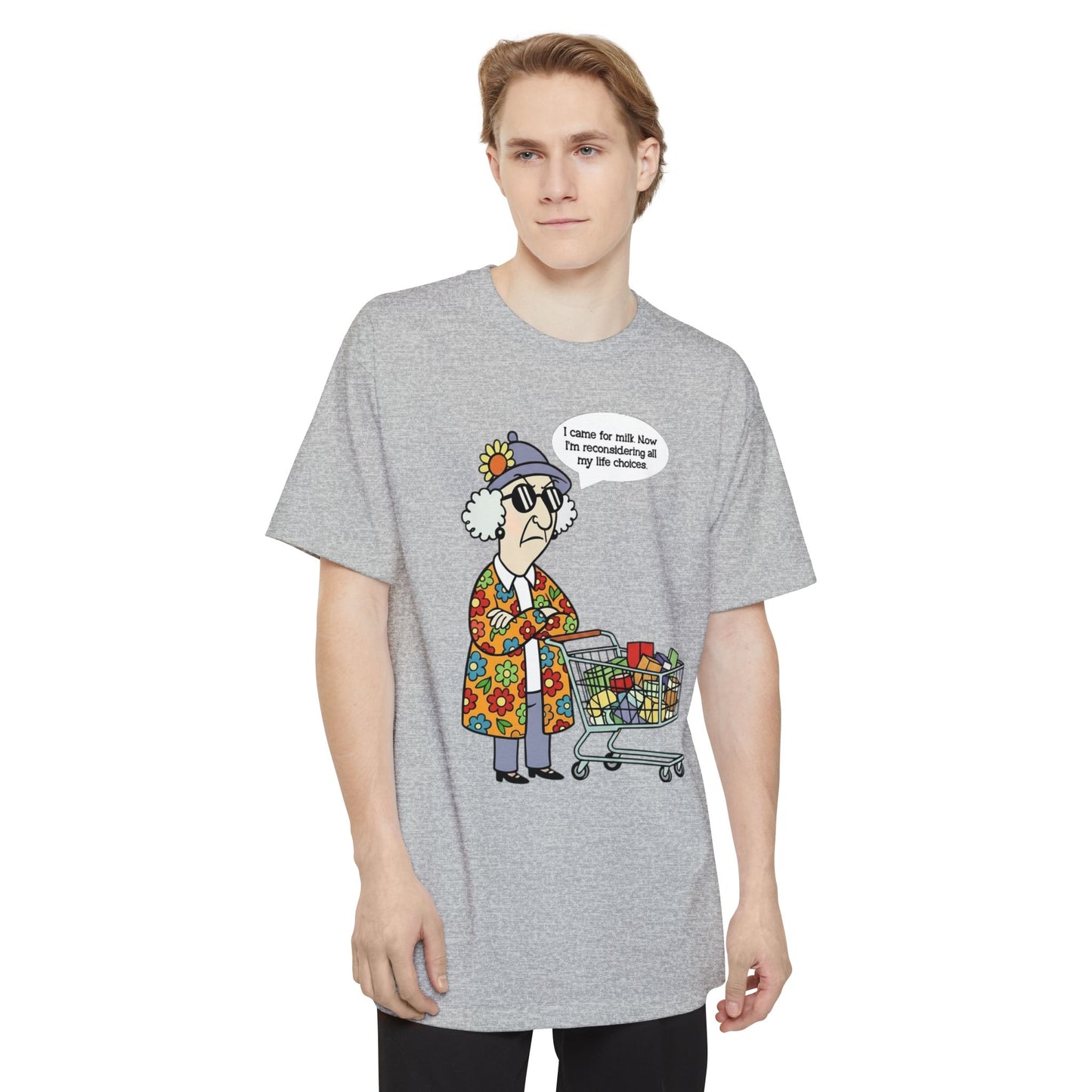 Sassy Max "I Came for Milk" funny graphic T-shirt featuring bold design, tall fit, and comfortable fabric from Printify.