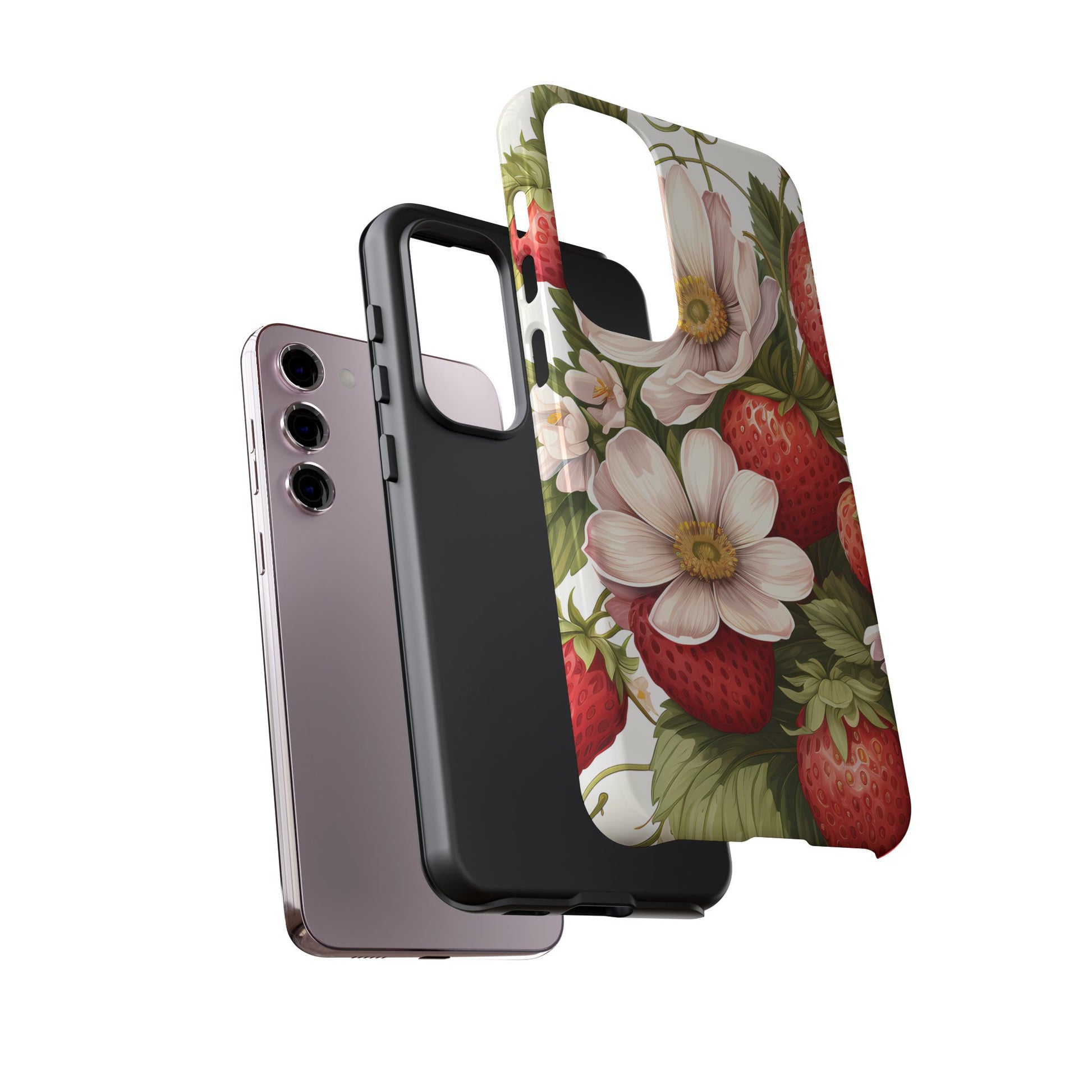 Strawberry Blossom Phone Case — Floral Protective Tough Case - Ramshackle Shack