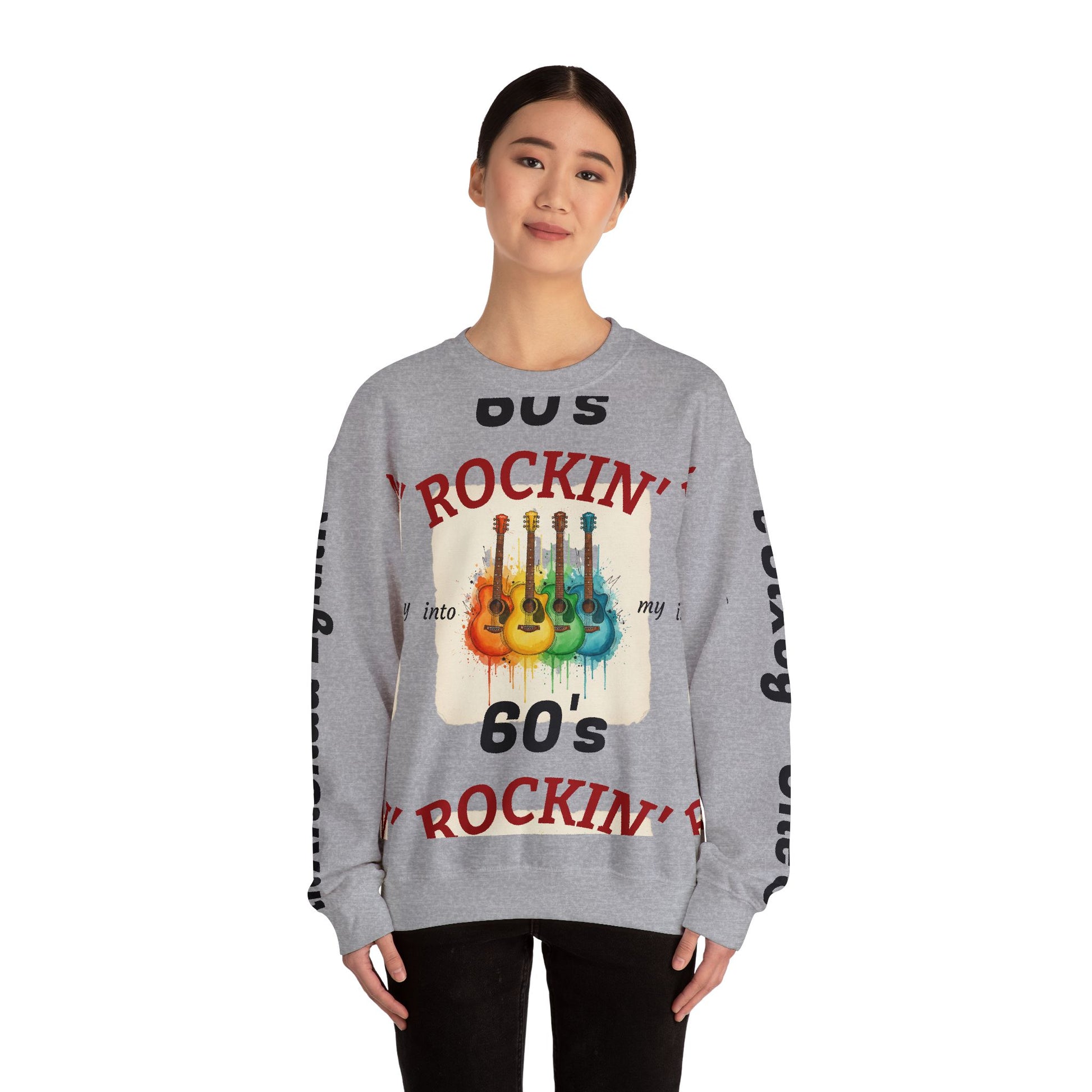 Rockin' Into My 60's Sweatshirt — Custom Age & Name Guitar Crewneck - Ramshackle Shack